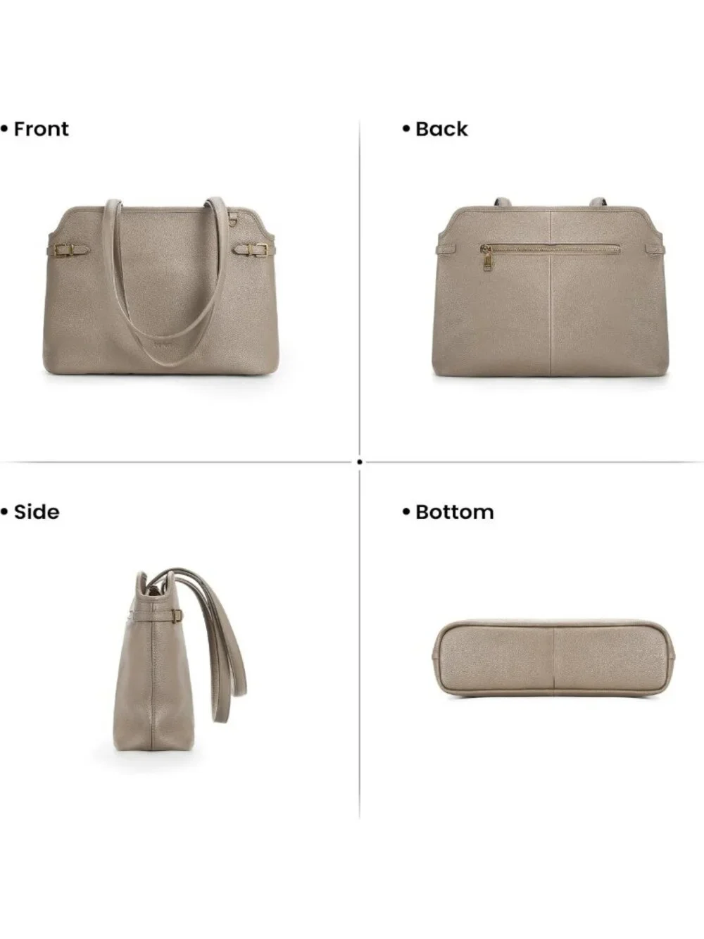 Soft Leather Tote Bag for Women - Medium Vintage Shoulder Handbag, Daily Use